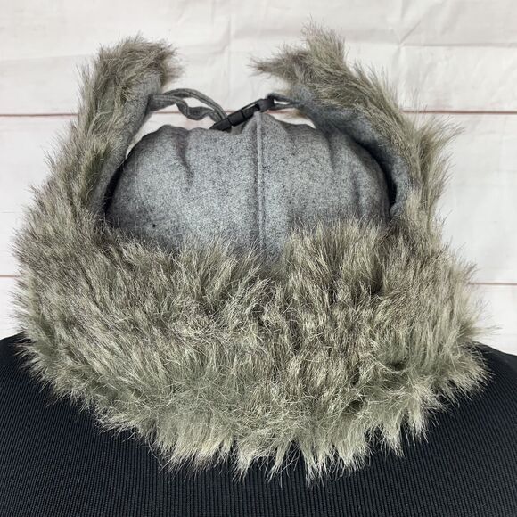 Trapper Aviator Ear-Flaps Hat Boys Big Kids Gray Pocket Faux-Fur Winter Cotton - Picture 4 of 16